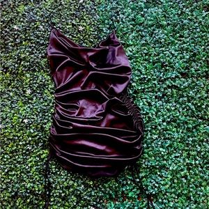 Large Satin Mini Rouged Dress